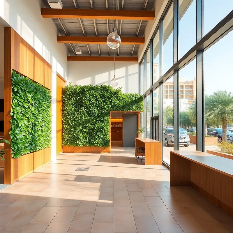 Espacio comercial moderno en Palma con acristalamiento y detalles de madera