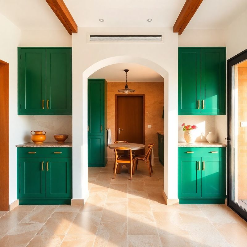 Interior residencial moderno en Palma con acabados en verde esmeralda