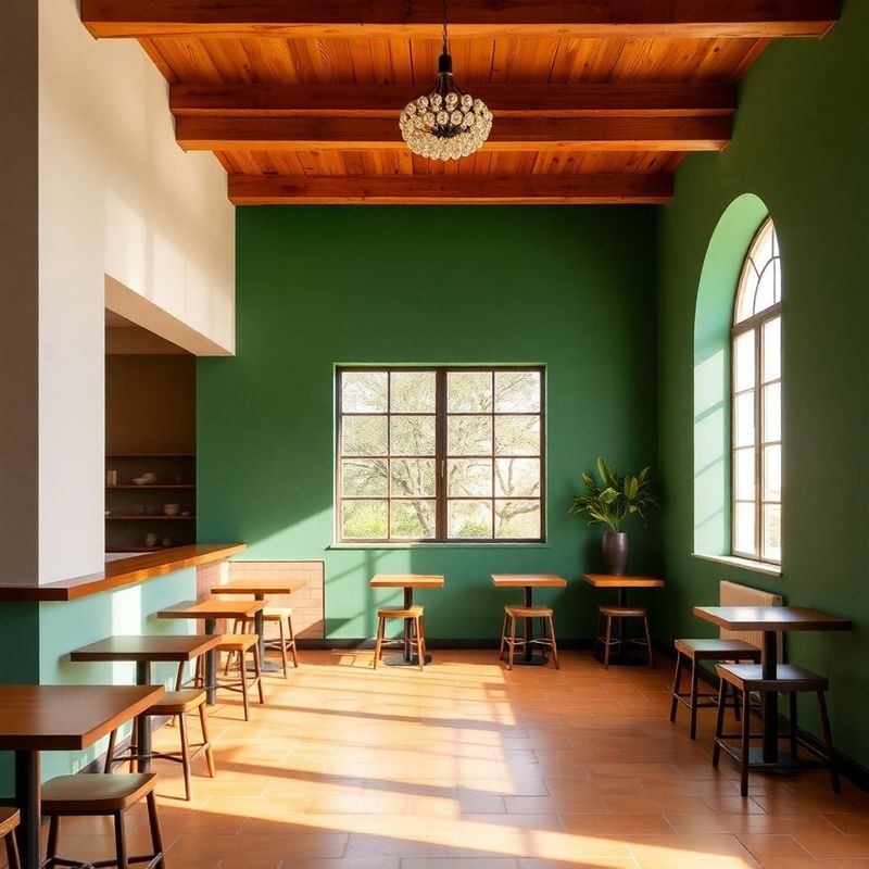 Espacio comercial rehabilitado en Palma con pared verde y madera