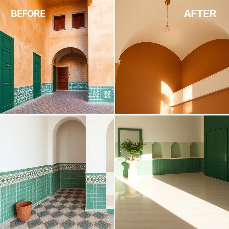 Díptico de interior rehabilitado en Palma mostrando el antes y después
